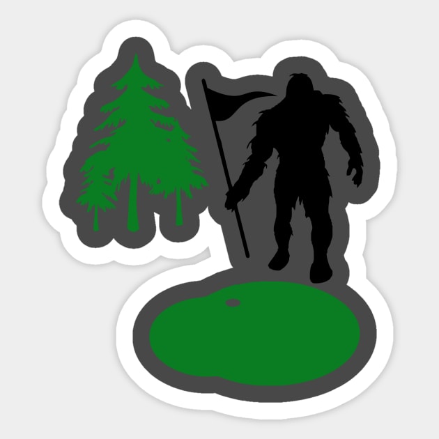 Sasquatch on the Green – Bigfoot’s Secret Swing Sticker by DonWillisJrArt